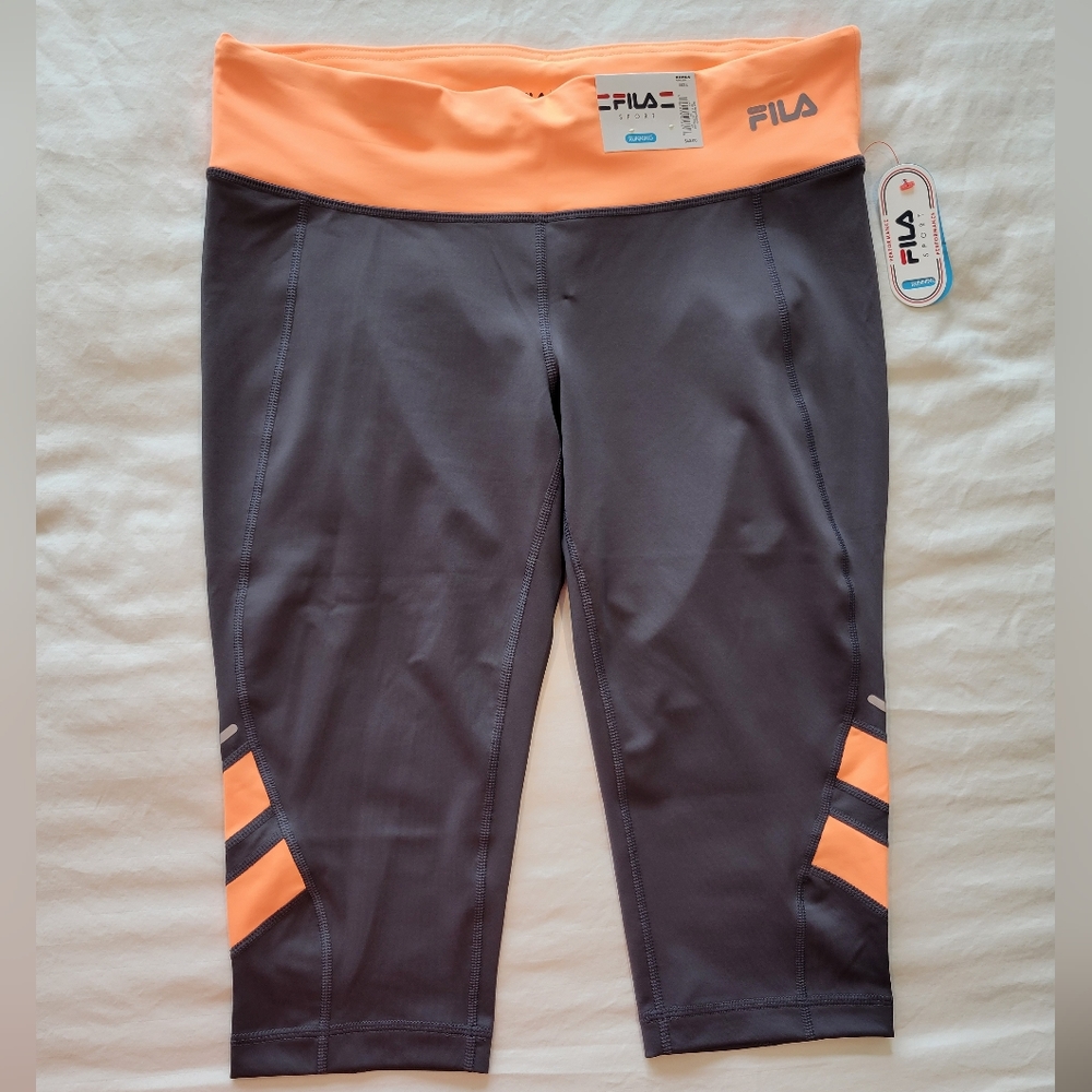 Fila Running Capri Pants, Peach and Gray, Size Large. NWT.